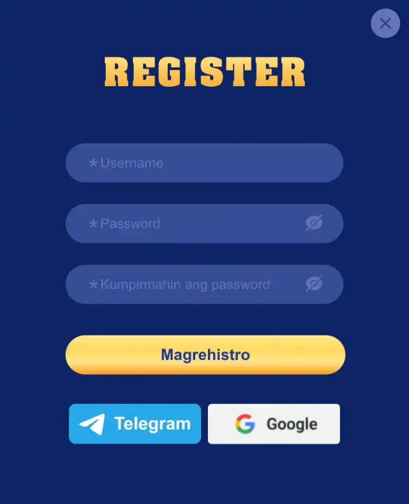 LOL646 register page interface for secure login online casino games